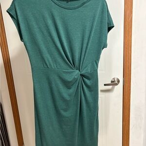 HALARA Teal Twist-Front Midi Dress